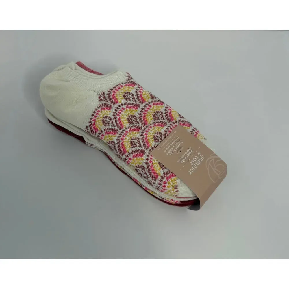 Summer & Rose 6 Pair Heel Socks Fair Isle Pattern No Show Socks NWT FabFitFun
